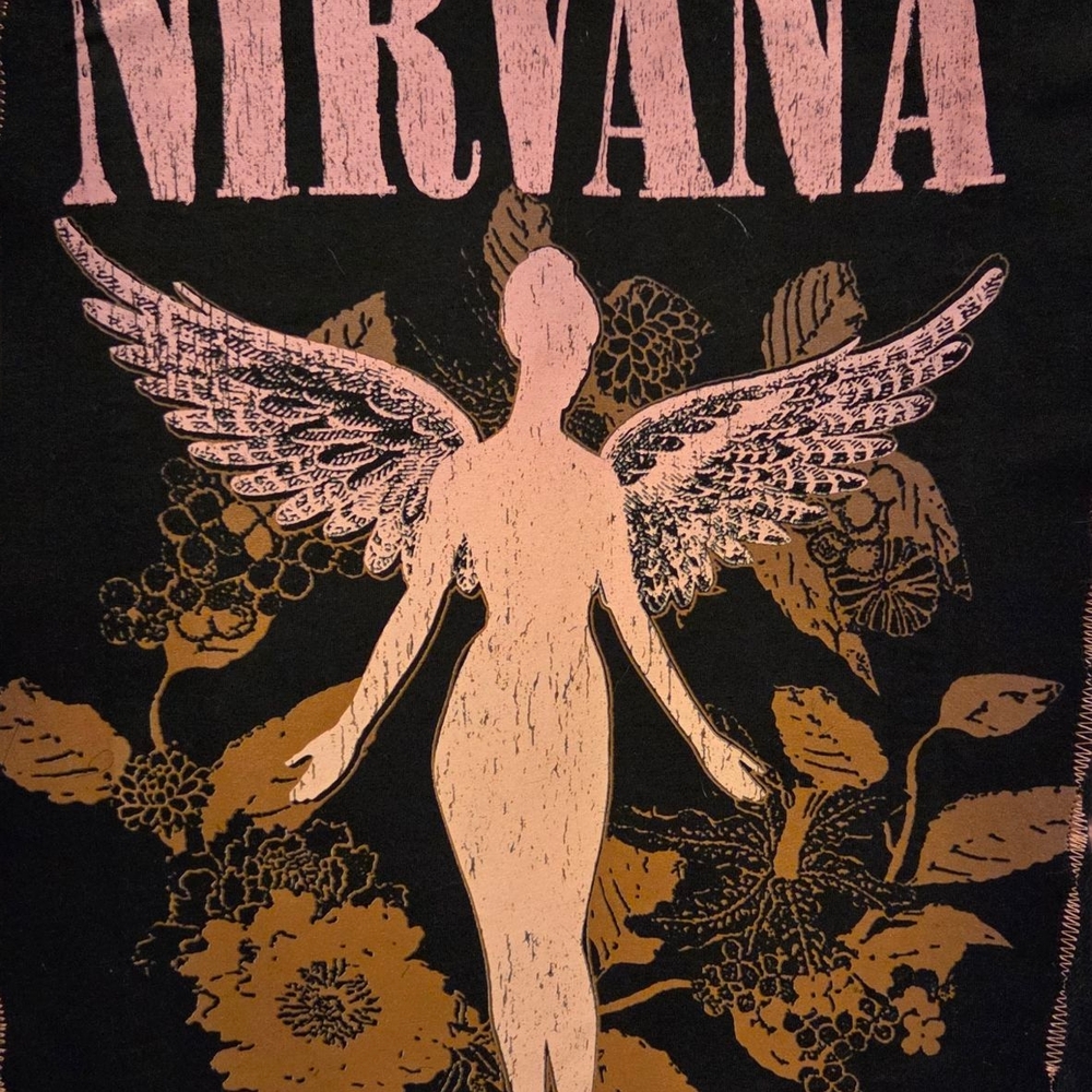Nirvana.. Denim Jacket with Pink Graphics .. Upcycle ..Rock Band - Picture 4 of 5